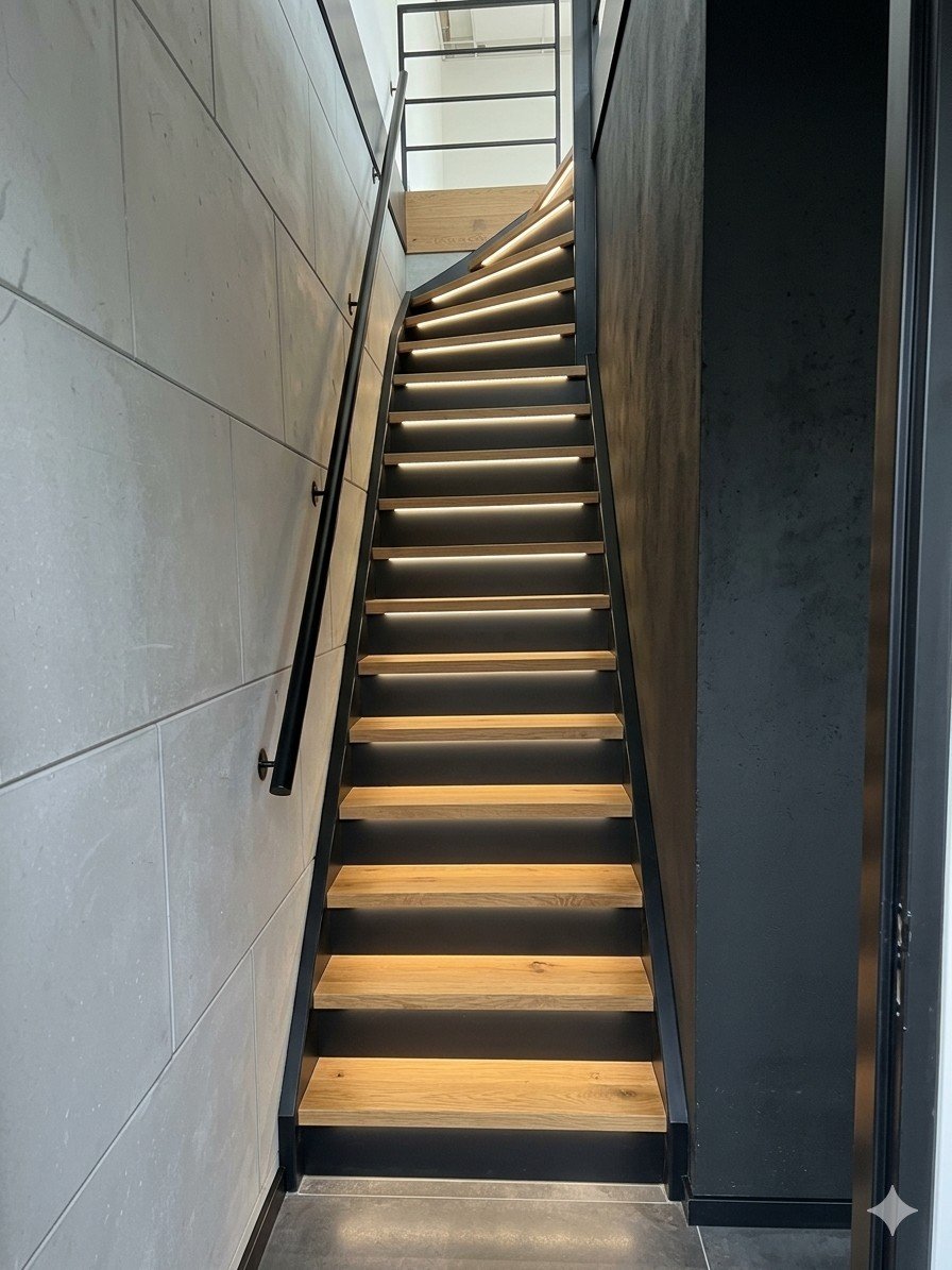 Moderne trap met led-verlichting